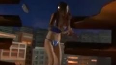 Japanese Giantess Throwing Cars