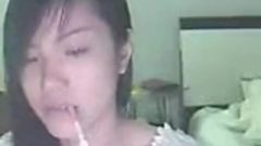 Chinese Girl Webcam Smoking Cigarette