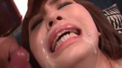 Slender Slut Mami Yuuki Jizzed On Her Face By Three Fatty Boyfriends