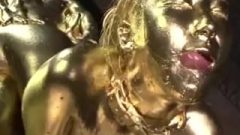 Gold Bodypaint Nailing Asian Porn