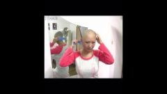 Asian Bald Female Shaves Her Eyebrows